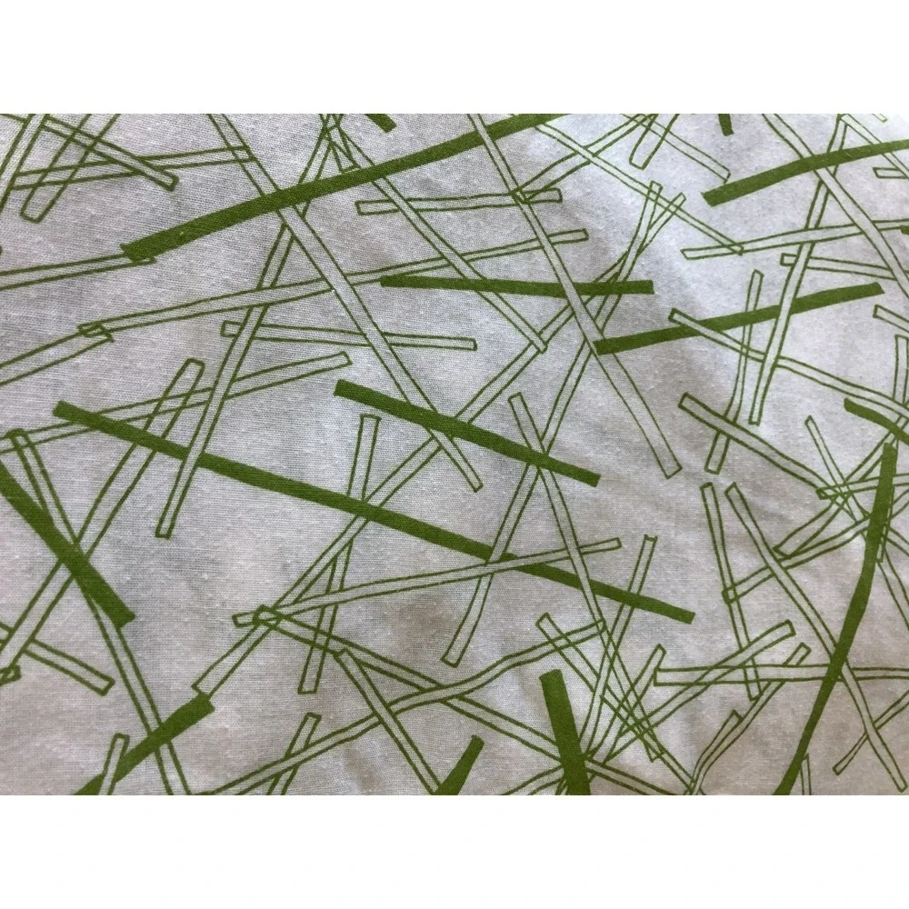 IKEA Plockar Duvet Cover Full Queen‎ Green Ivory Geometric Line Pattern 81x81
